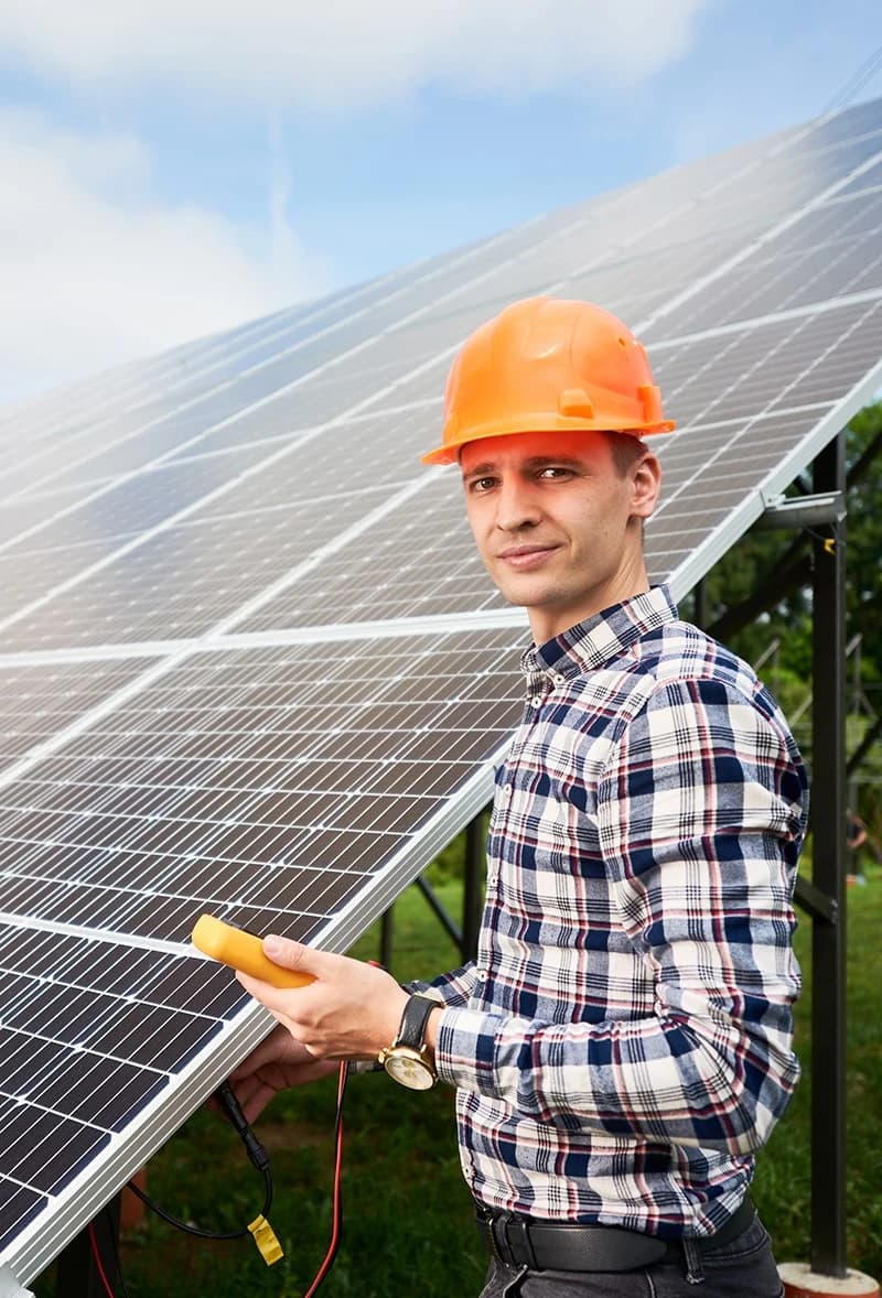 SunVolt technician at a solar array